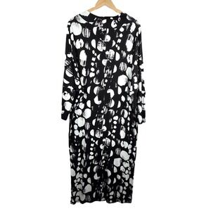 Bryn Walker Maxi Dress sz OS Black White Abstract Polka Dot lagen look artsy